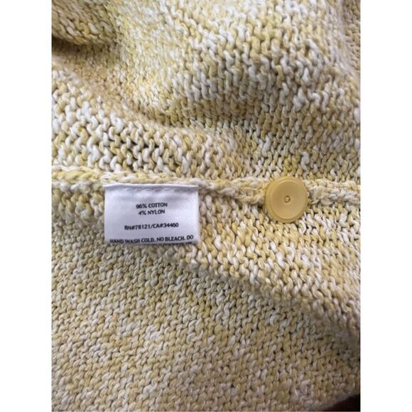Eileen Fisher Yellow & White Shaw Collar Single Button Cardigan Sweater sz S EUC - Picture 9 of 9